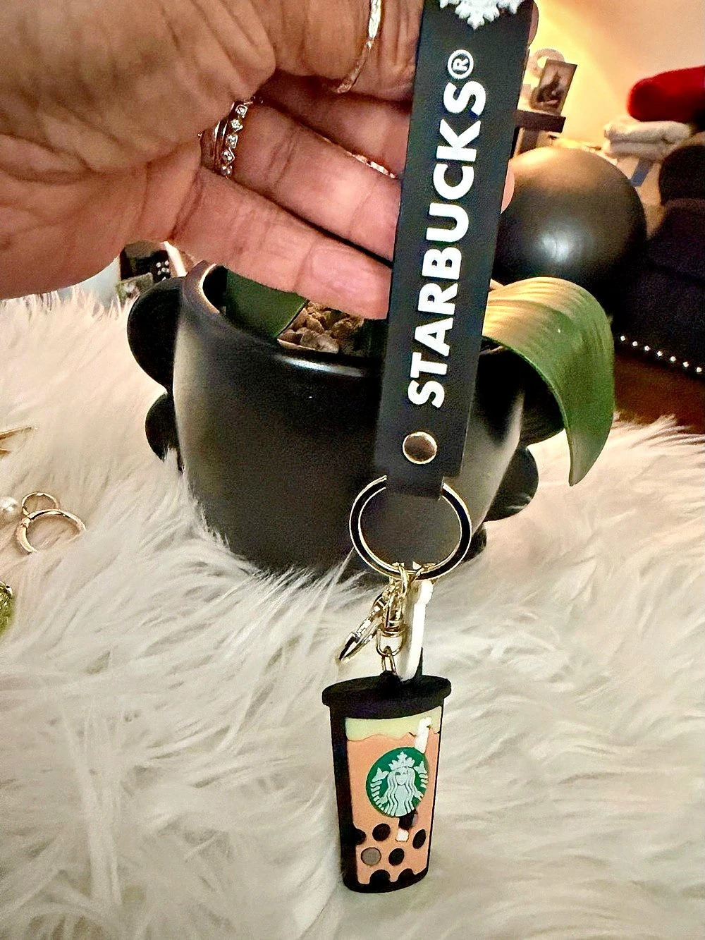 Starbucks Bubble Tea Keychain in Black & Green - Picture 2 of 3